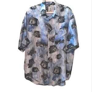 ROUNDTREE & YORKE Silk Shirt Tropic Fish Size L